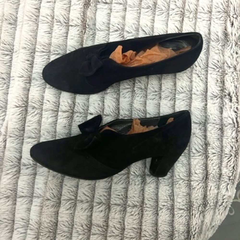 Italiian Genuine Leather (Suede) Low Heels with Bow